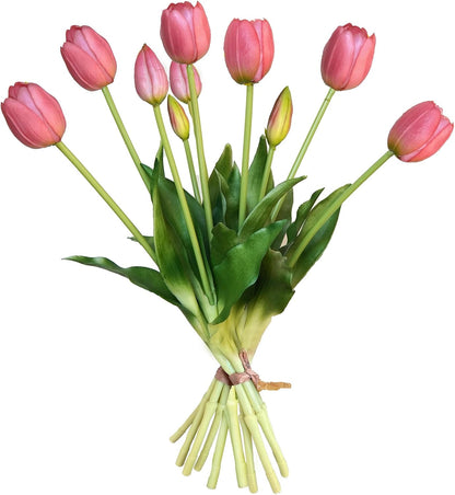 10 Pcs Fake Tulips Tulips Artificial Flowers(Light Pink)