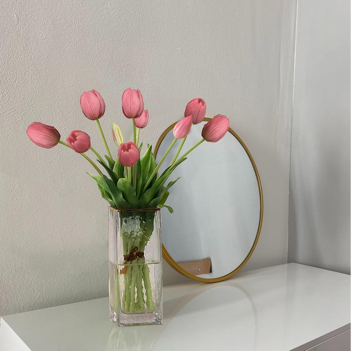 10 Pcs Fake Tulips Tulips Artificial Flowers(Light Pink)