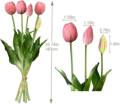 10 Pcs Fake Tulips Tulips Artificial Flowers(Light Pink)