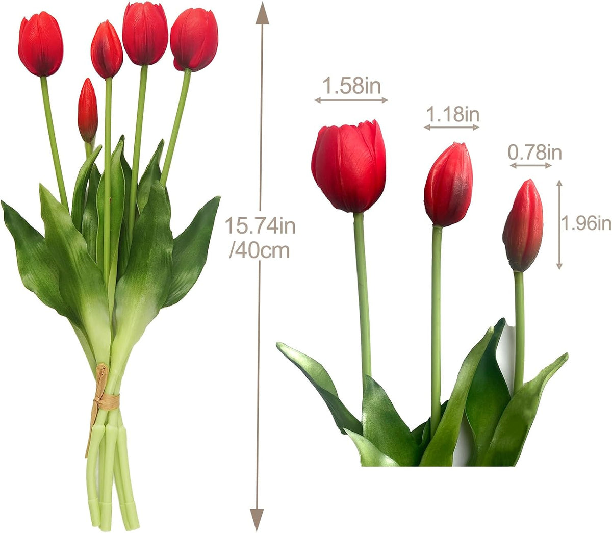 10 Pcs Fake Tulips Tulips Artificial Flowers(Light Pink)