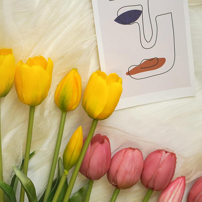 10 Pcs Fake Tulips Tulips Artificial Flowers(Light Pink)