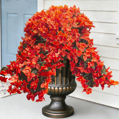 Artificial Bougainvillea Flowers Outdoor UV Resistant, 4 Pcs Fake Silk Trailing Vines Realistic Faux Hanging Plants for Porch Patio Garden (Fuchsia)