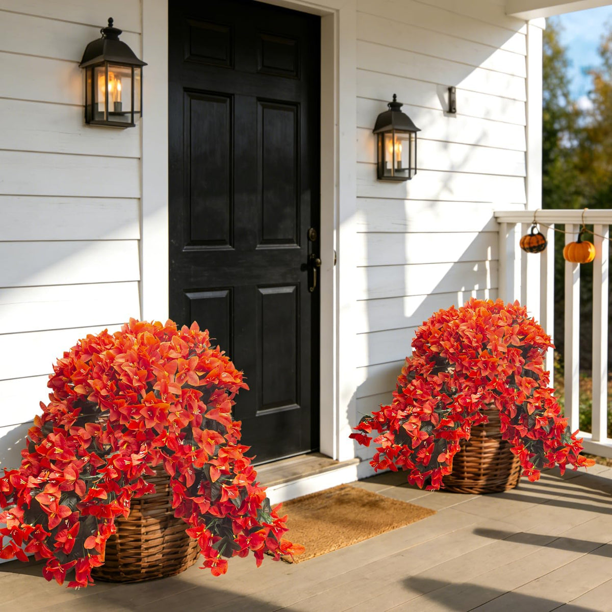 Artificial Bougainvillea Flowers Outdoor UV Resistant, 4 Pcs Fake Silk Trailing Vines Realistic Faux Hanging Plants for Porch Patio Garden (Fuchsia)