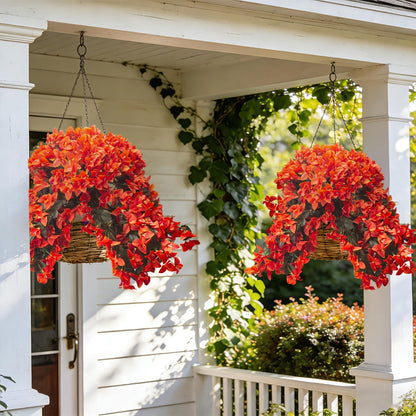 Artificial Bougainvillea Flowers Outdoor UV Resistant, 4 Pcs Fake Silk Trailing Vines Realistic Faux Hanging Plants for Porch Patio Garden (Fuchsia)