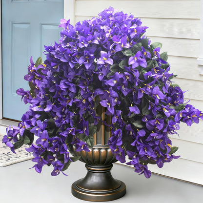 Artificial Bougainvillea Flowers Outdoor UV Resistant, 4 Pcs Fake Silk Trailing Vines Realistic Faux Hanging Plants for Porch Patio Garden (Fuchsia)