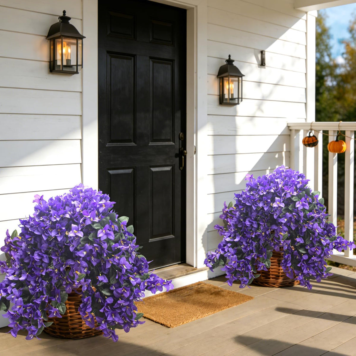 Artificial Bougainvillea Flowers Outdoor UV Resistant, 4 Pcs Fake Silk Trailing Vines Realistic Faux Hanging Plants for Porch Patio Garden (Fuchsia)