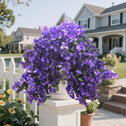 Artificial Bougainvillea Flowers Outdoor UV Resistant, 4 Pcs Fake Silk Trailing Vines Realistic Faux Hanging Plants for Porch Patio Garden (Fuchsia)