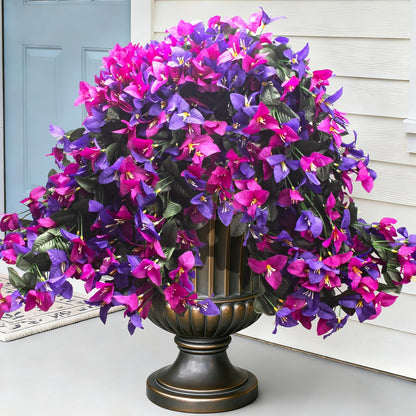 Artificial Bougainvillea Flowers Outdoor UV Resistant, 4 Pcs Fake Silk Trailing Vines Realistic Faux Hanging Plants for Porch Patio Garden (Fuchsia)