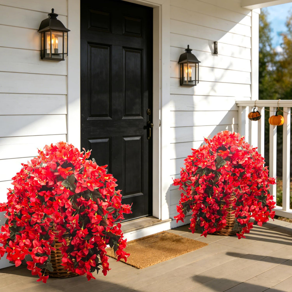 Artificial Bougainvillea Flowers Outdoor UV Resistant, 4 Pcs Fake Silk Trailing Vines Realistic Faux Hanging Plants for Porch Patio Garden (Fuchsia)
