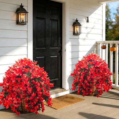 Artificial Bougainvillea Flowers Outdoor UV Resistant, 4 Pcs Fake Silk Trailing Vines Realistic Faux Hanging Plants for Porch Patio Garden (Fuchsia)