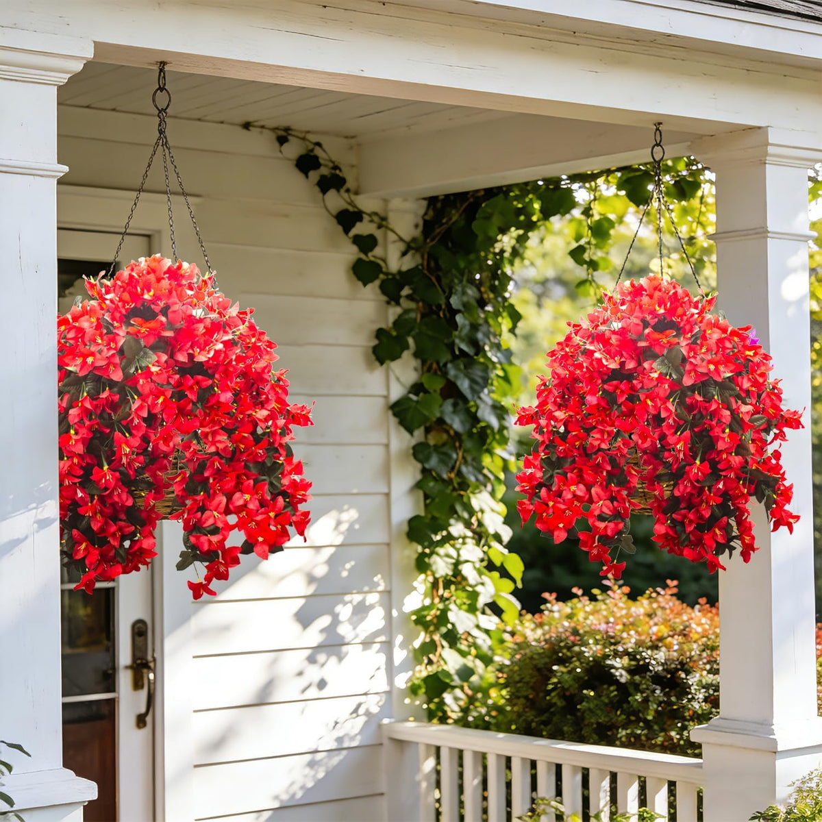 Artificial Bougainvillea Flowers Outdoor UV Resistant, 4 Pcs Fake Silk Trailing Vines Realistic Faux Hanging Plants for Porch Patio Garden (Fuchsia)