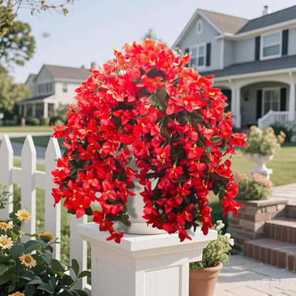 Artificial Bougainvillea Flowers Outdoor UV Resistant, 4 Pcs Fake Silk Trailing Vines Realistic Faux Hanging Plants for Porch Patio Garden (Fuchsia)