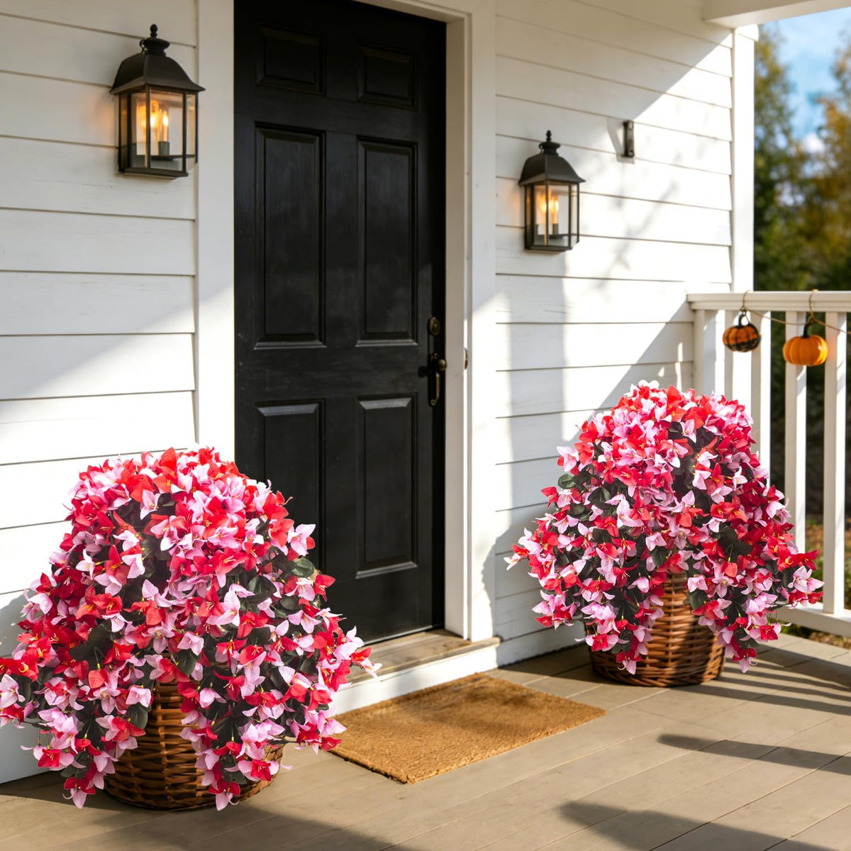 Artificial Bougainvillea Flowers Outdoor UV Resistant, 4 Pcs Fake Silk Trailing Vines Realistic Faux Hanging Plants for Porch Patio Garden (Fuchsia)