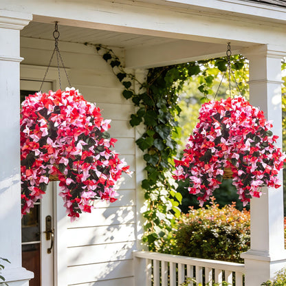 Artificial Bougainvillea Flowers Outdoor UV Resistant, 4 Pcs Fake Silk Trailing Vines Realistic Faux Hanging Plants for Porch Patio Garden (Fuchsia)