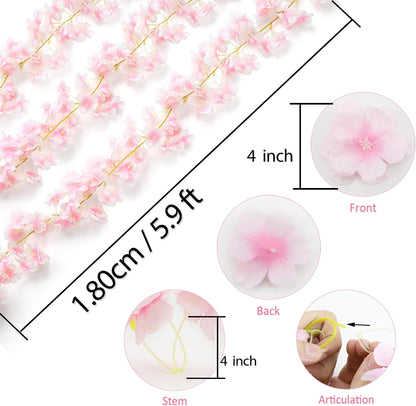 35.4FT Cherry Blossom Flowers Garland Vine for Decoration