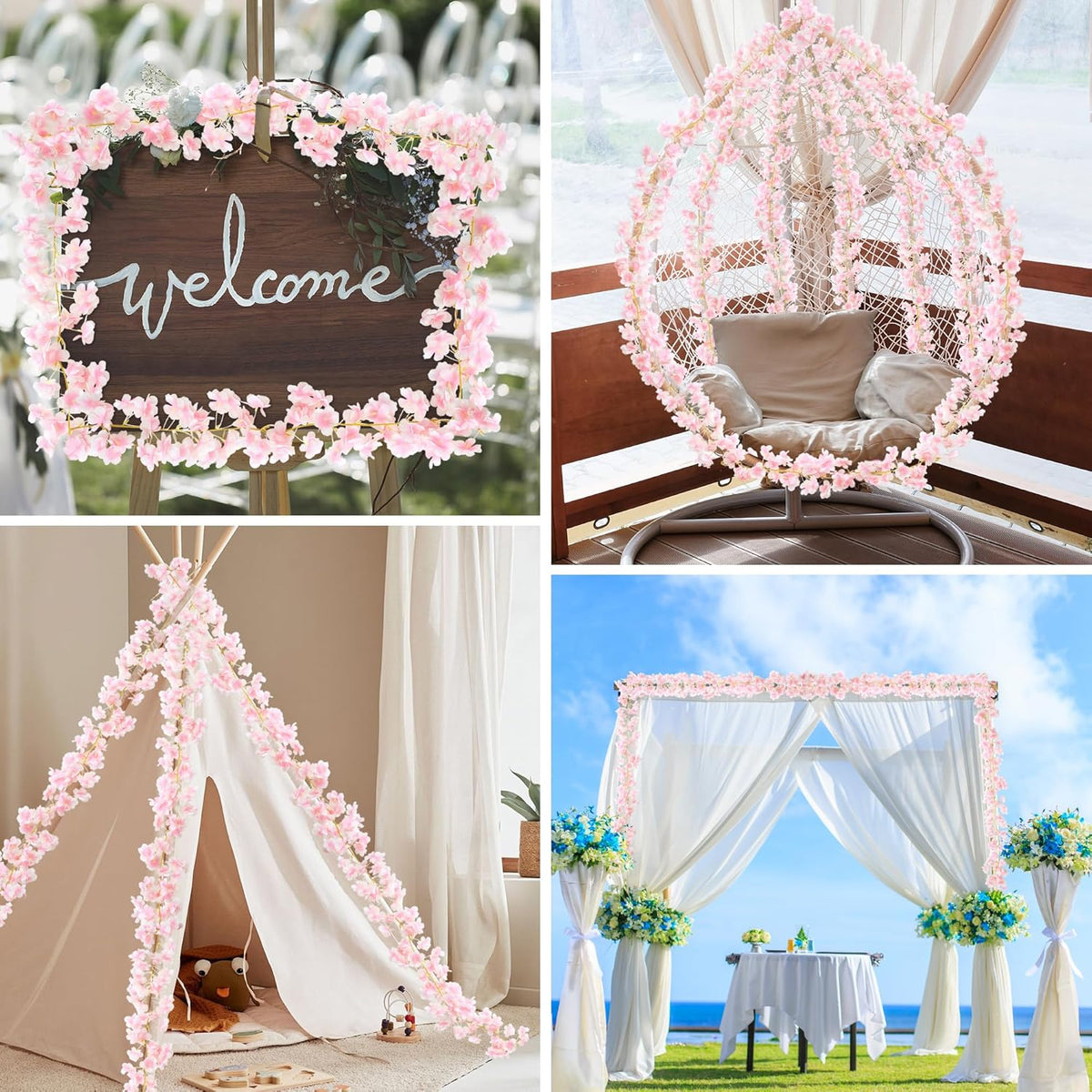 35.4FT Cherry Blossom Flowers Garland Vine for Decoration