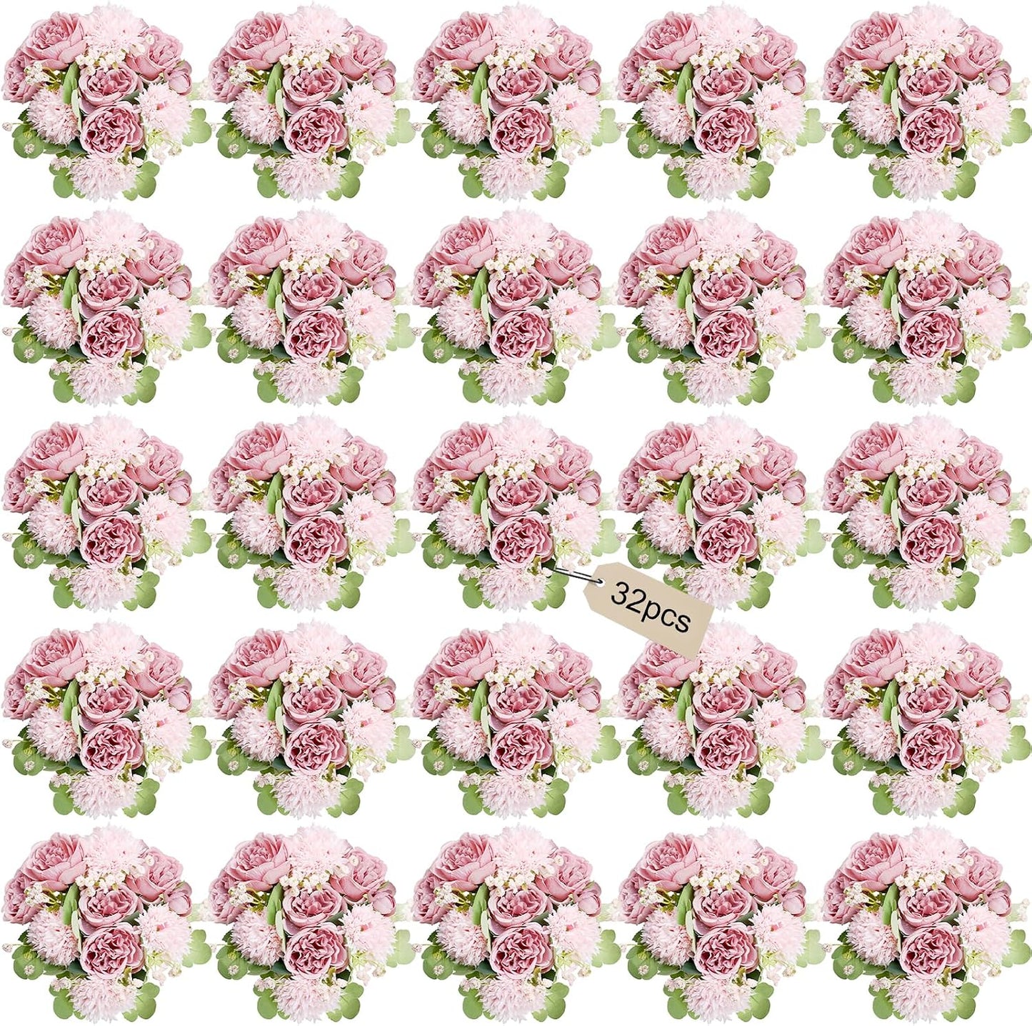 16 Bundles Peonies Artificial Flowers Bulk - Blush Pink | Silk Fake Flower for DIY Bouquet, Faux Peony Floral Arrangements for Vase Centerpiece Home Wedding Party Centerpiece