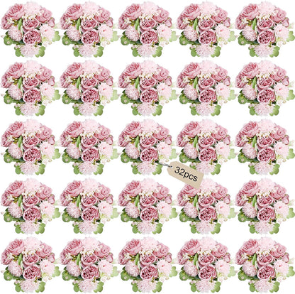 16 Bundles Peonies Artificial Flowers Bulk - Blush Pink | Silk Fake Flower for DIY Bouquet, Faux Peony Floral Arrangements for Vase Centerpiece Home Wedding Party Centerpiece