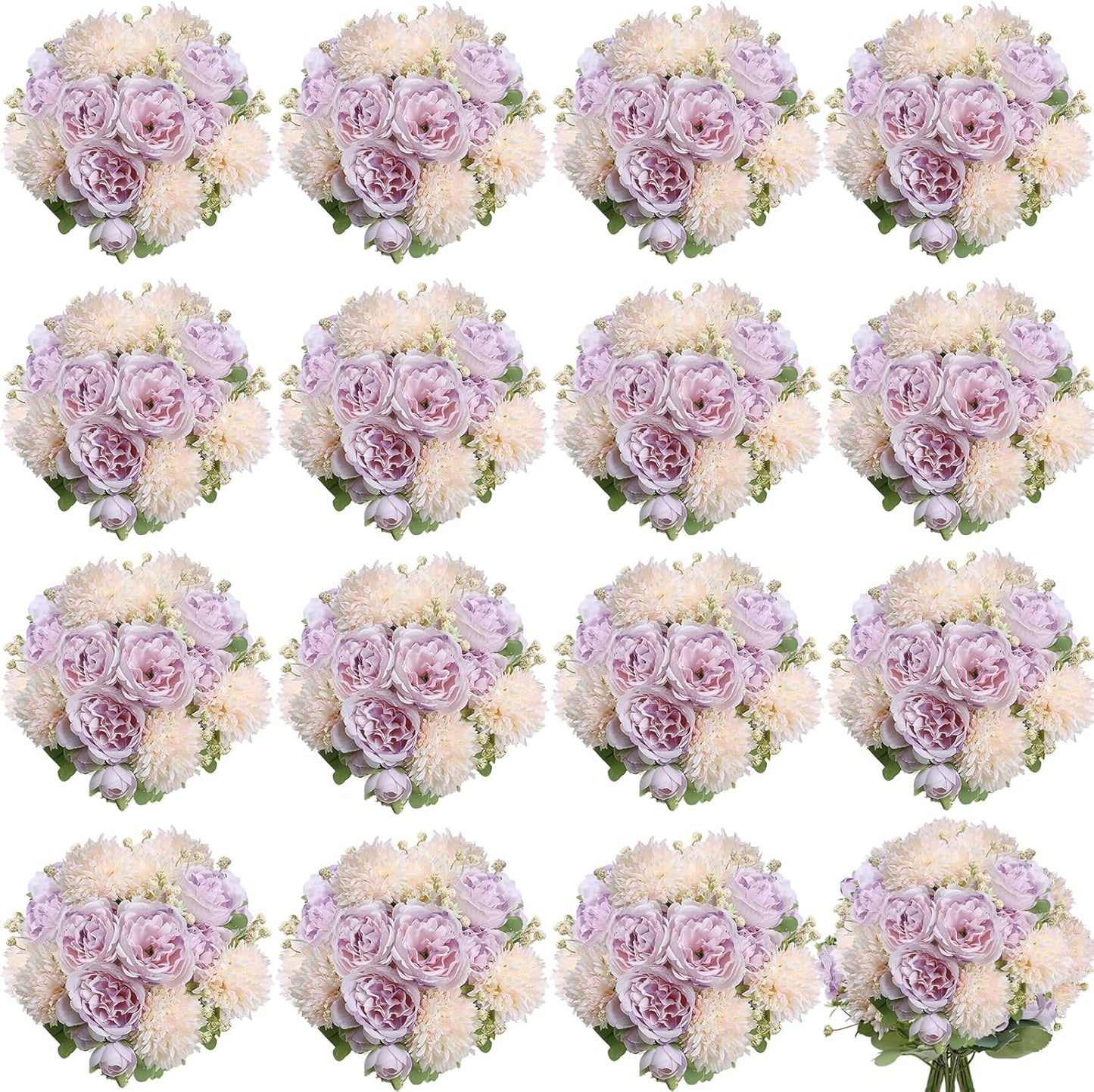 16 Bundles Peonies Artificial Flowers Bulk - Blush Pink | Silk Fake Flower for DIY Bouquet, Faux Peony Floral Arrangements for Vase Centerpiece Home Wedding Party Centerpiece