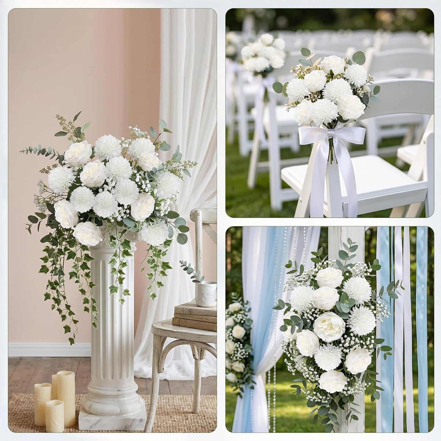 16 Bundles Peonies Artificial Flowers Bulk - Blush Pink | Silk Fake Flower for DIY Bouquet, Faux Peony Floral Arrangements for Vase Centerpiece Home Wedding Party Centerpiece