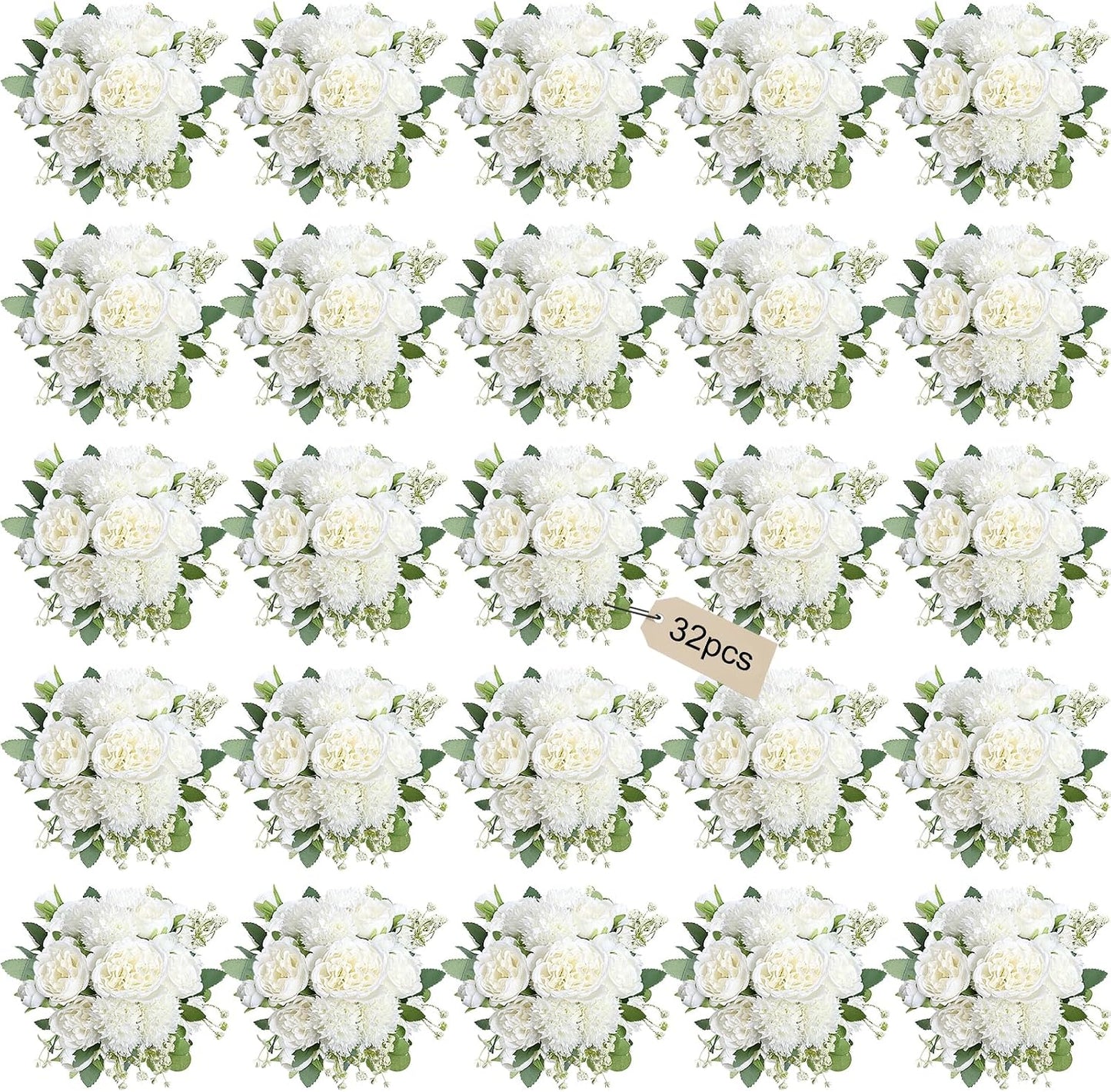 16 Bundles Peonies Artificial Flowers Bulk - Blush Pink | Silk Fake Flower for DIY Bouquet, Faux Peony Floral Arrangements for Vase Centerpiece Home Wedding Party Centerpiece