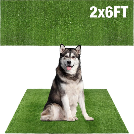 GLOBREEN Grass Pad for Dog Large Size - 2FTx6FT, Dog Potty Training Turf, Indoor Outdoor Pets Pee Fake Grass for Balcony Patio Yard | High Drainage, Indoor Outdoor Pets Pee Fake Grass Runner Rug for Balcony Patio Yard Deck Pools Walkway, 8mm Low Pile