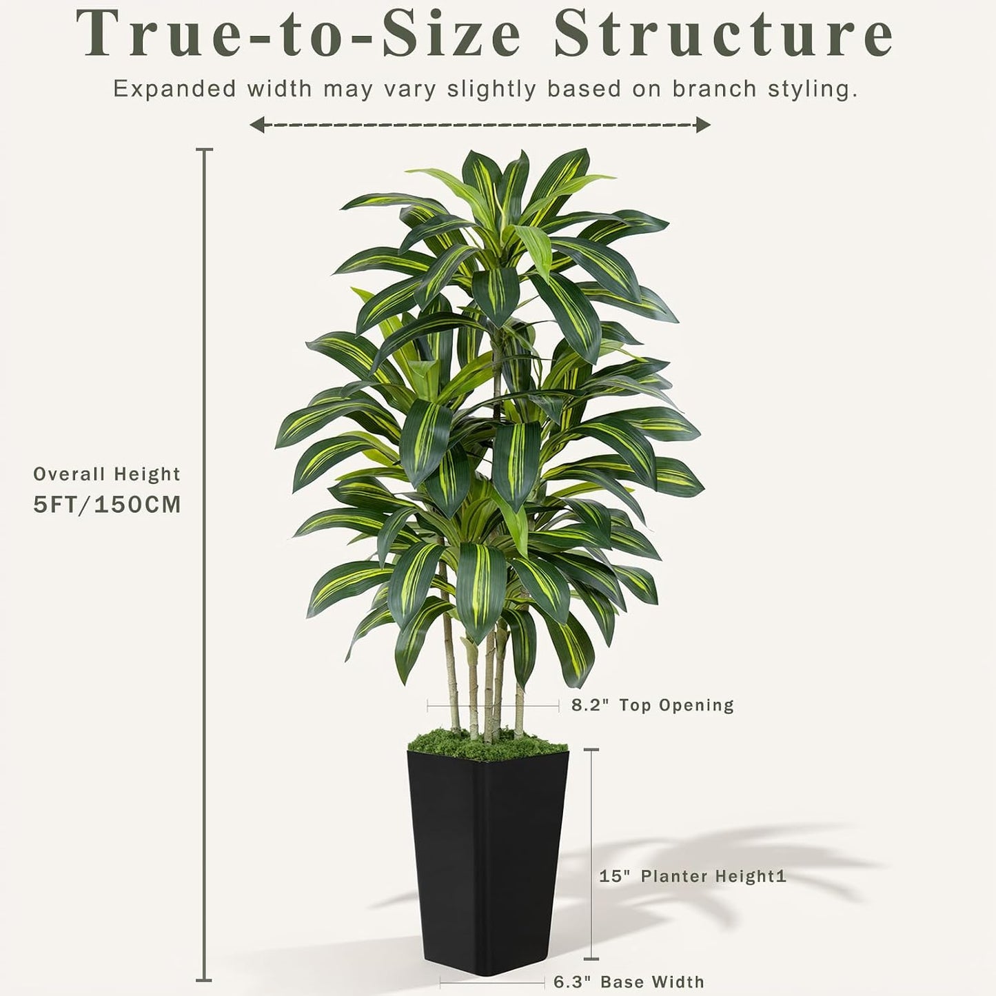 Dracaena Plant Artificial Tree 7Ft Tall Fake Tropical Floor Plants Potted (Real Touch) Artificial Silk Tree Leaf Faux Trees White Tall Planter for Home Office Living Room Indoor Outdoor Decor
