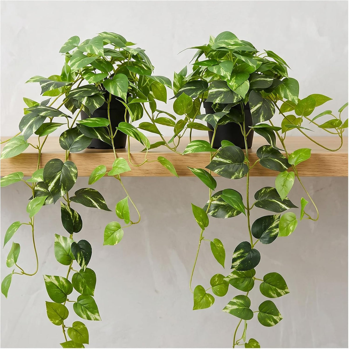 33" Artificial Pothos Hanging Plants Fake Ivy Vine with Pot, 2 Pack