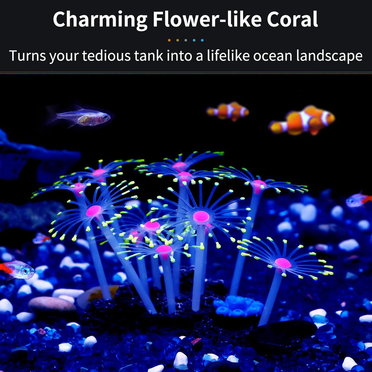 Glowing Effect Artificial Coral Plant for Fish Tank, Decorative Aquarium Ornament, Orange