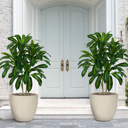 Artificial Dracaena Tree Indoor, 6FT Tall Fake Floor Plants with White Planter & Pebbles, Faux Silk Yucca Tree for Home Office Living Room Bedroom Farmhouse Modern Outdoor Topiary Tree