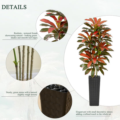 Artificial Dracaena Tree Indoor, 6FT Tall Fake Floor Plants with White Planter & Pebbles, Faux Silk Yucca Tree for Home Office Living Room Bedroom Farmhouse Modern Outdoor Topiary Tree