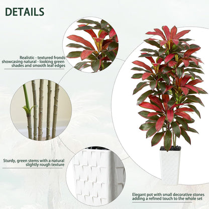 Artificial Dracaena Tree Indoor, 6FT Tall Fake Floor Plants with White Planter & Pebbles, Faux Silk Yucca Tree for Home Office Living Room Bedroom Farmhouse Modern Outdoor Topiary Tree