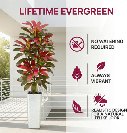 Artificial Dracaena Tree Indoor, 6FT Tall Fake Floor Plants with White Planter & Pebbles, Faux Silk Yucca Tree for Home Office Living Room Bedroom Farmhouse Modern Outdoor Topiary Tree