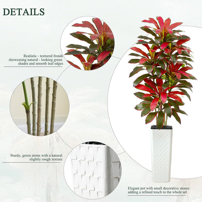 Artificial Dracaena Tree Indoor, 6FT Tall Fake Floor Plants with White Planter & Pebbles, Faux Silk Yucca Tree for Home Office Living Room Bedroom Farmhouse Modern Outdoor Topiary Tree