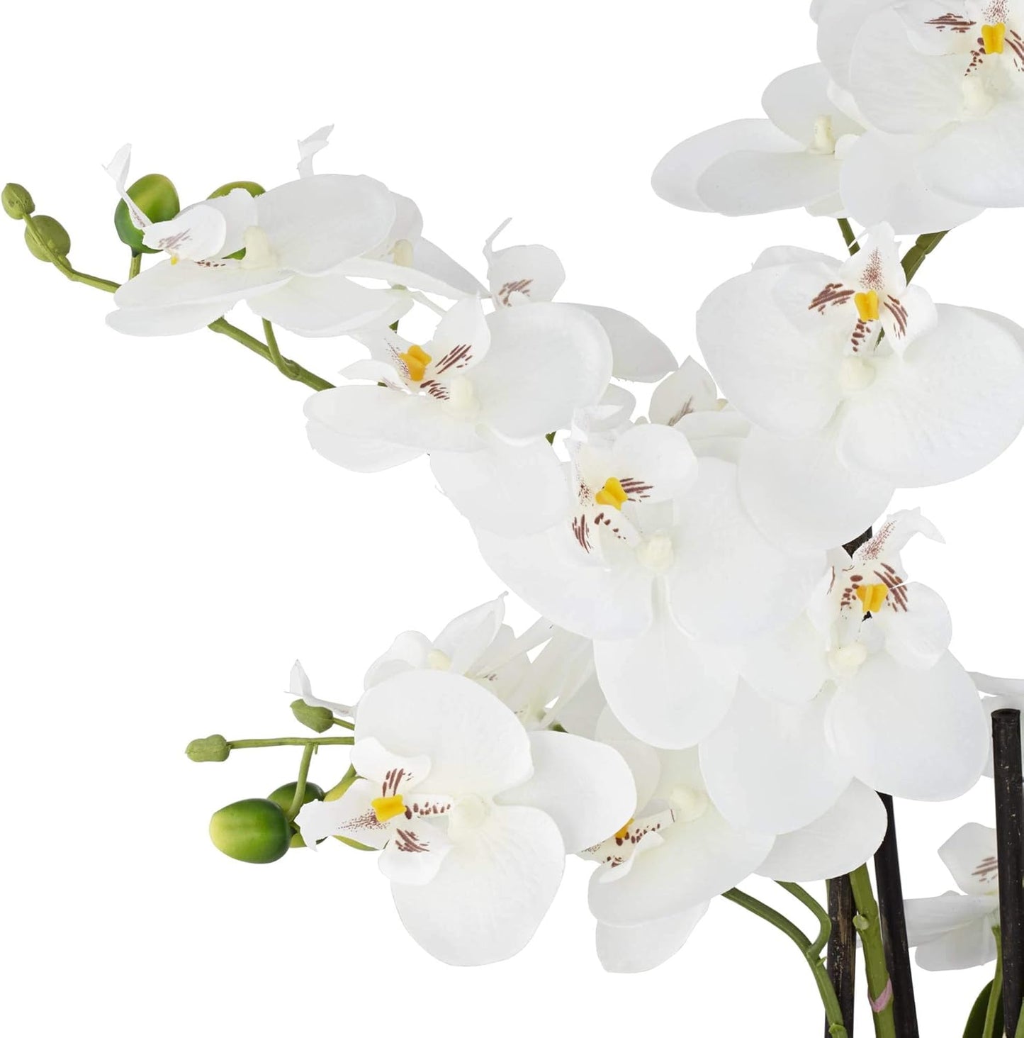 Potted Faux Artificial Flowers Arrangements Realistic White Phalaenopsis Orchid in Silver Pot Home Decoration Living Room Office Bedroom Bathroom Kitchen Dining Room 23" High