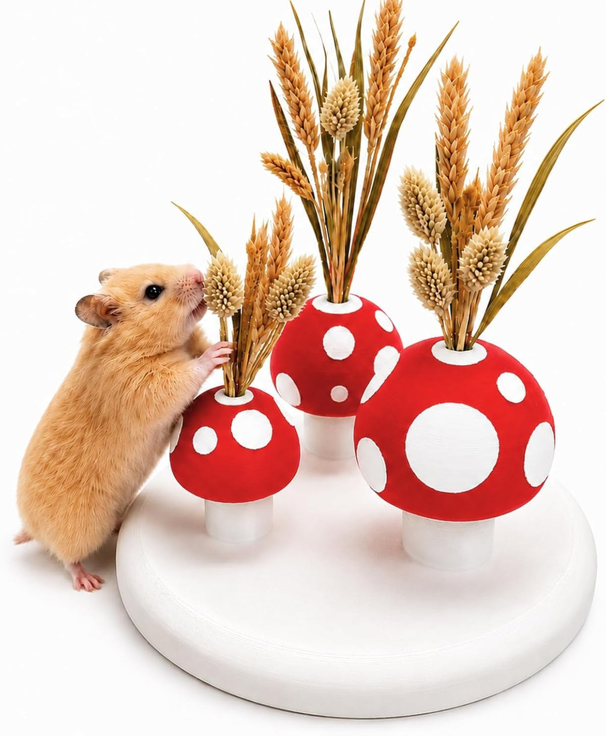 Hamster Sprays Holder, Hamster Cage Sprays Flower Foraging Mushroom Holder, Hamster Enrichment Toys, Hamster Cage Accessories for Gerbil, Ferret, Chinchilla, Guinea Pig