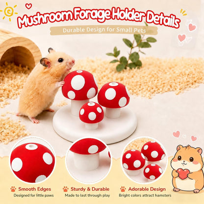 Hamster Sprays Holder, Hamster Cage Sprays Flower Foraging Mushroom Holder, Hamster Enrichment Toys, Hamster Cage Accessories for Gerbil, Ferret, Chinchilla, Guinea Pig