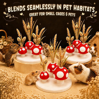 Hamster Sprays Holder, Hamster Cage Sprays Flower Foraging Mushroom Holder, Hamster Enrichment Toys, Hamster Cage Accessories for Gerbil, Ferret, Chinchilla, Guinea Pig