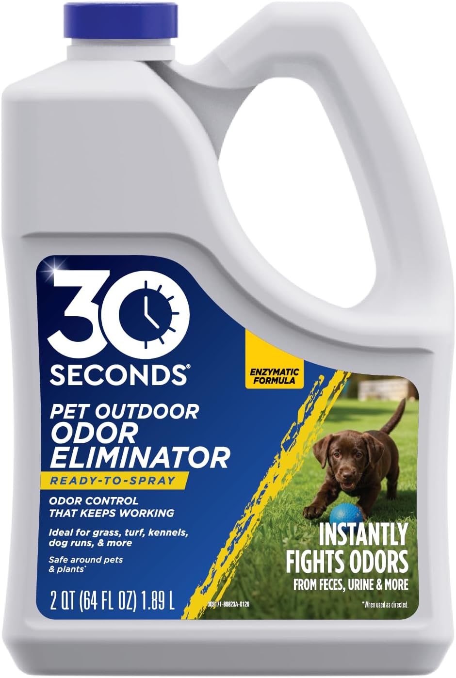 Outdoor Odor Eliminator for Pets, Dogs, For Grass, Turf, Lawns, Kennels & Dog runs, Enzyme Cleaner and Concentrate Refill Value Bundle (64 Oz Ready to Use & 1 Gallon Refill Bottle)