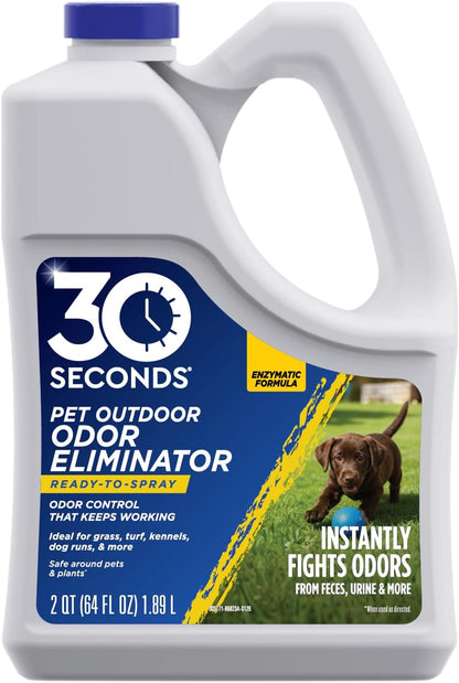 Outdoor Odor Eliminator for Pets, Dogs, For Grass, Turf, Lawns, Kennels & Dog runs, Enzyme Cleaner and Concentrate Refill Value Bundle (64 Oz Ready to Use & 1 Gallon Refill Bottle)
