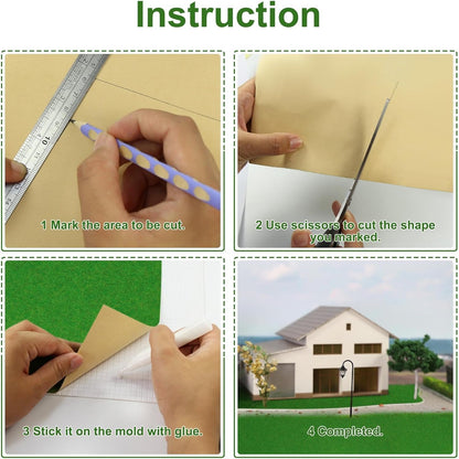 Artificial Model Grass Mat Trains Green 40x200cm or 15.7‘’ x 78'' for Decoration Craft Scenery Model DIY CP2137 (Green)