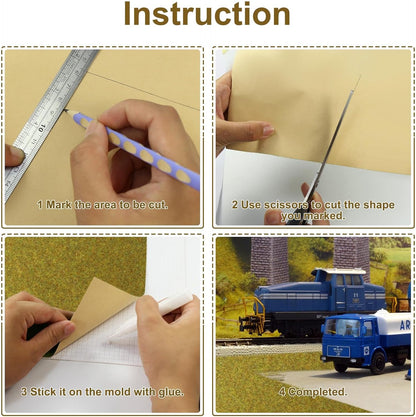 Artificial Model Grass Mat Trains Green 40x200cm or 15.7‘’ x 78'' for Decoration Craft Scenery Model DIY CP2137 (Green)