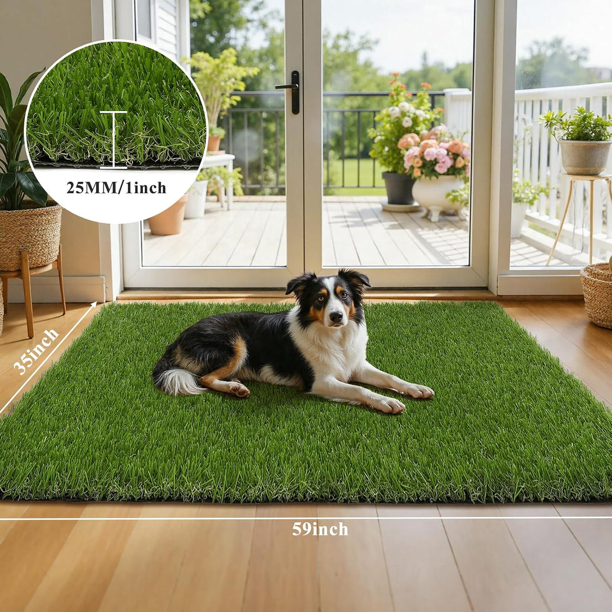 Artificial Grass Turf Rug 3'x5', Fake Grass Pee Pad for Potty Training