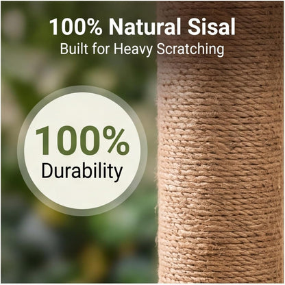 Areca Palm Cat Scratching Post Cat Scratcher Tower with 2-Layer Ball Tracks