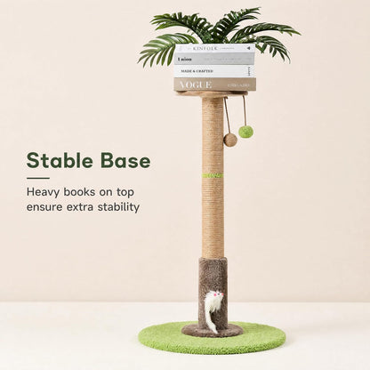 Areca Palm Cat Scratching Post Cat Scratcher Tower with 2-Layer Ball Tracks