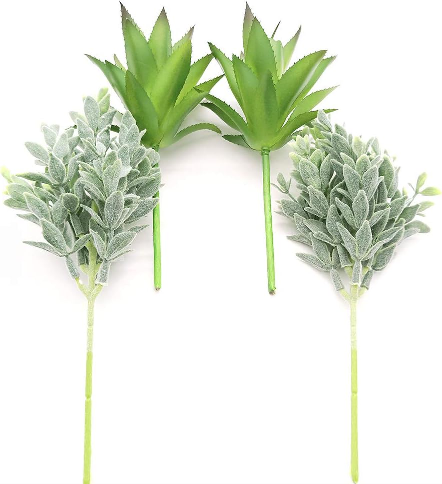 4 Pack Artificial Air Plants Faux Flocking Tillandsia Air Plants Bromeliads for Home Decor Terrarium Decoration Artificial Succulents Plants Arrangement