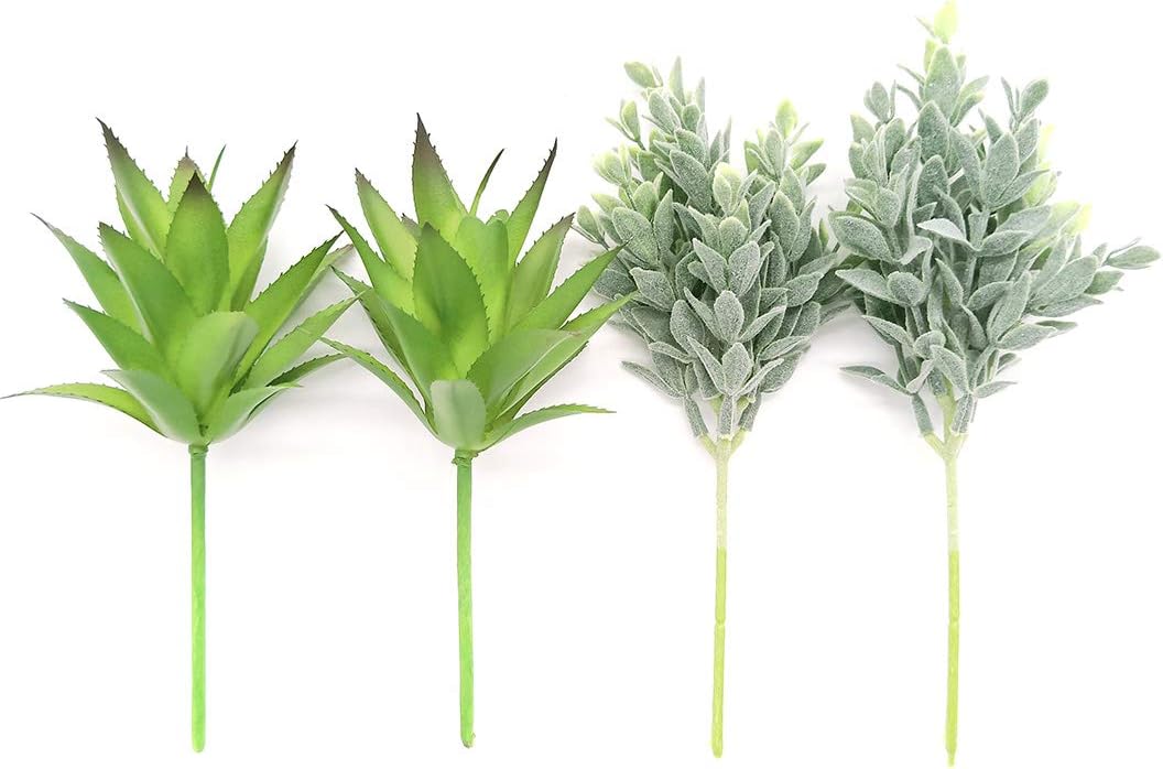 4 Pack Artificial Air Plants Faux Flocking Tillandsia Air Plants Bromeliads for Home Decor Terrarium Decoration Artificial Succulents Plants Arrangement