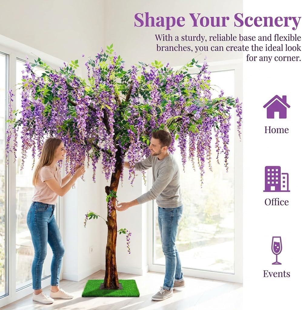 Artificial Wisteria Tree, Faux Silk Flower Wisteria Tree
