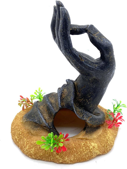 Fish Tank Decorations, Large Aquarium Decor Accessories with Heavy Concrete Rock Mountain, Bearded Dragon Hideout, Reptile & Amphibian Habitat Hideouts, Weighted Cave Stone (Brown Mountain)