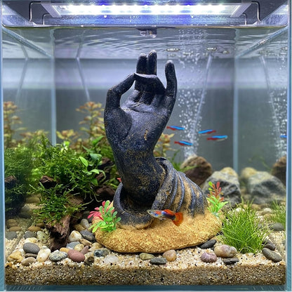 Fish Tank Decorations, Large Aquarium Decor Accessories with Heavy Concrete Rock Mountain, Bearded Dragon Hideout, Reptile & Amphibian Habitat Hideouts, Weighted Cave Stone (Brown Mountain)